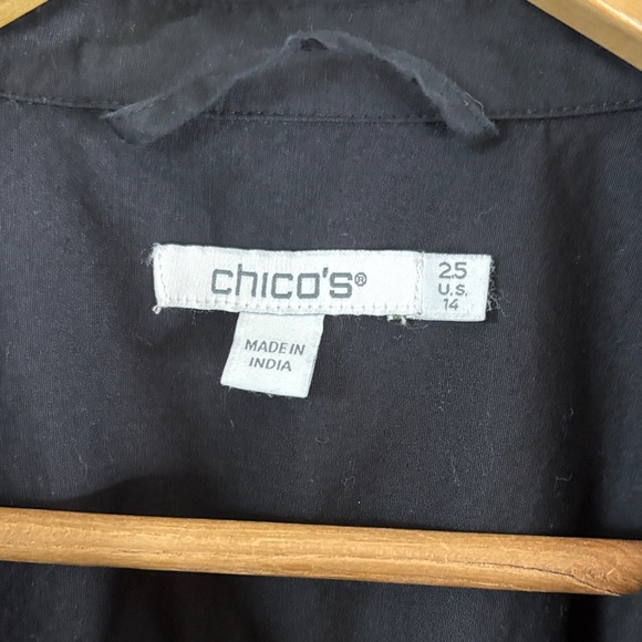 Chico's Black Eyelet Hem Midi Dress with Tie Belt & Pockets Sz 2.5 (14) - Picture 2 of 14